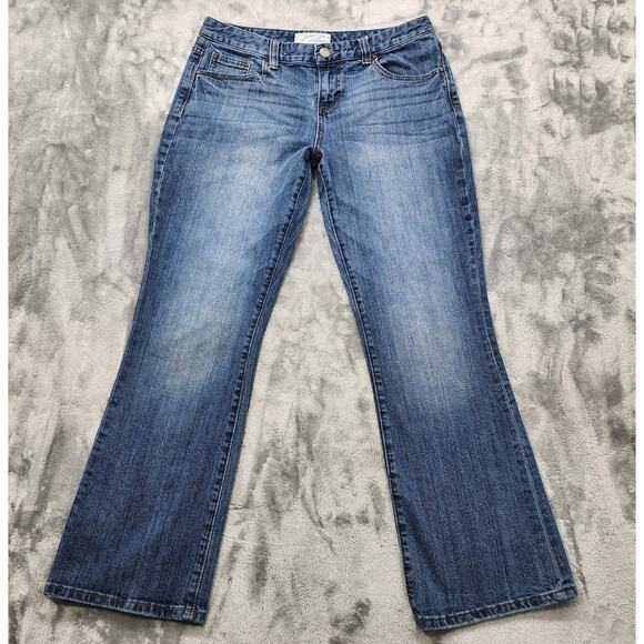 Vintage Maurices Jeans Womens 7/8 SHORT Blue Taylor Boot Cut Mid Rise Stretch - Picture 1 of 13
